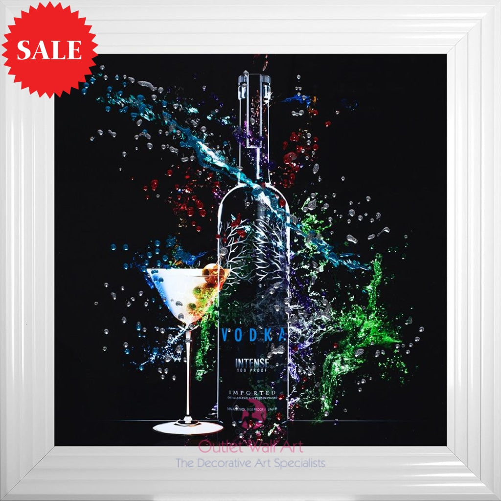 Vodka Bottle Splash Wall Art 75cm x 75cm - Outlet Wall Art