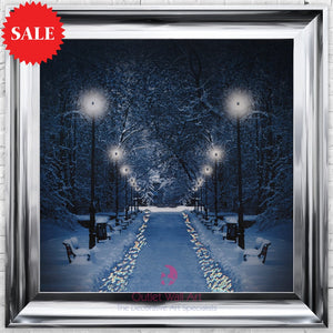 Winter Path at Night Wall Art 75cm x 75cm - Outlet Wall Art