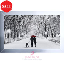 Winter Walk Couple and Dog Framed Wall Art | 114cm x 74cm - Outlet Wall Art